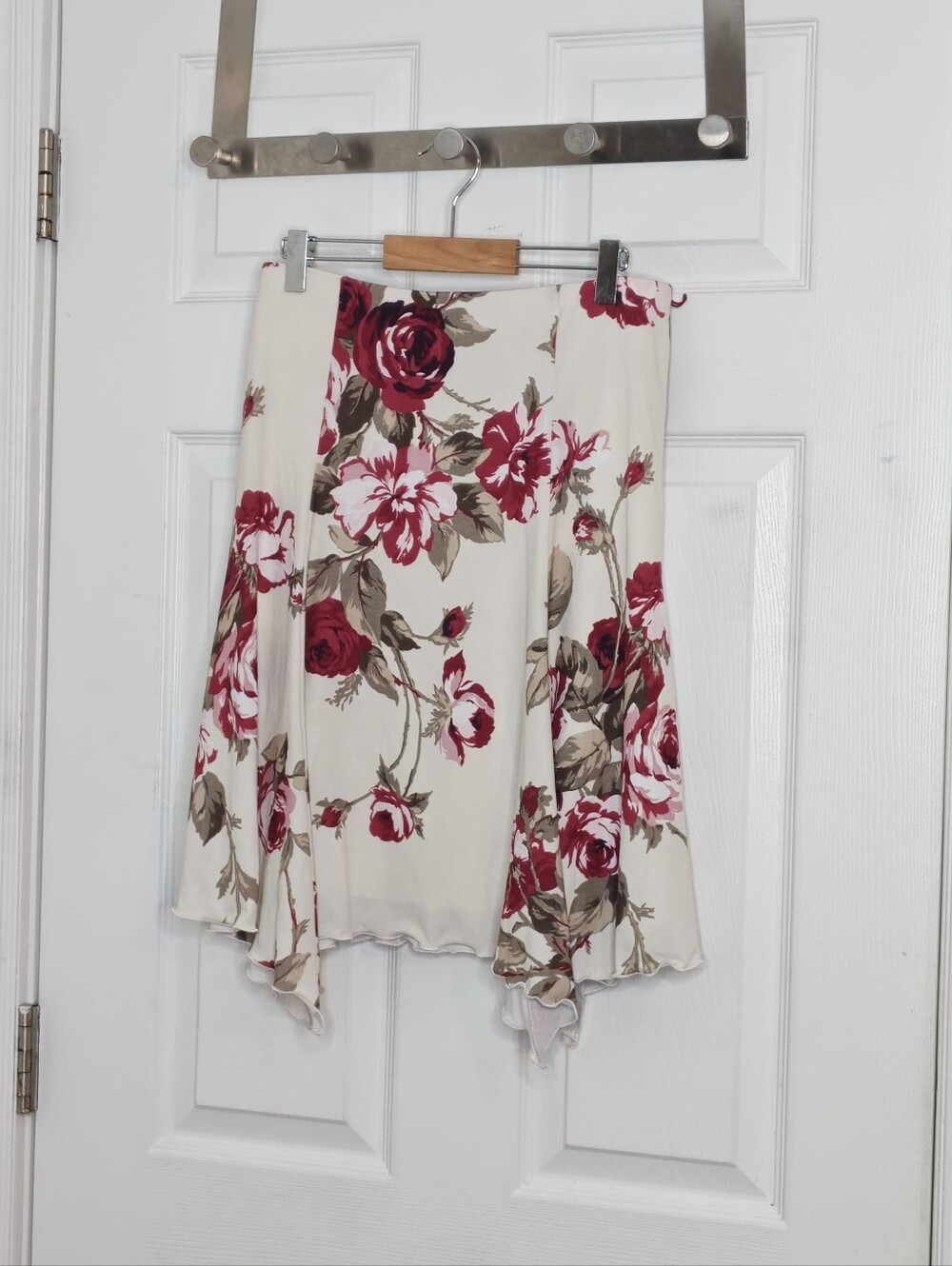 Vintage Y2K Le Chateau Mini Floral Cream Skirt with Red Rose Print Size S - Picture 3 of 7